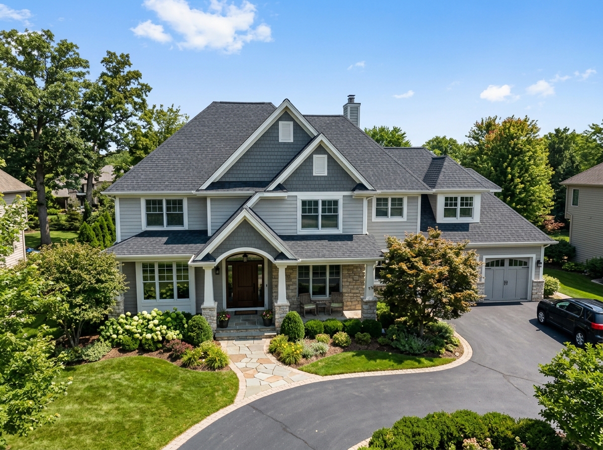 Modern home with newly installed architectural shingle roof
